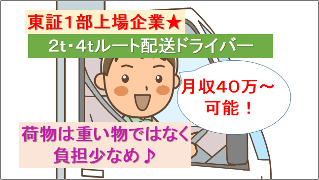 【月収40万円~可能☆東証一部上場企業!】未経験OKの運送会社ルート配送ドライバー イメージ
