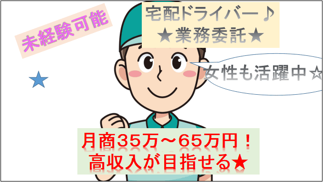 【未経験スタート大歓迎♪男女不問☆】月商35万~65万円★宅配ドライバー(業務委託) イメージ