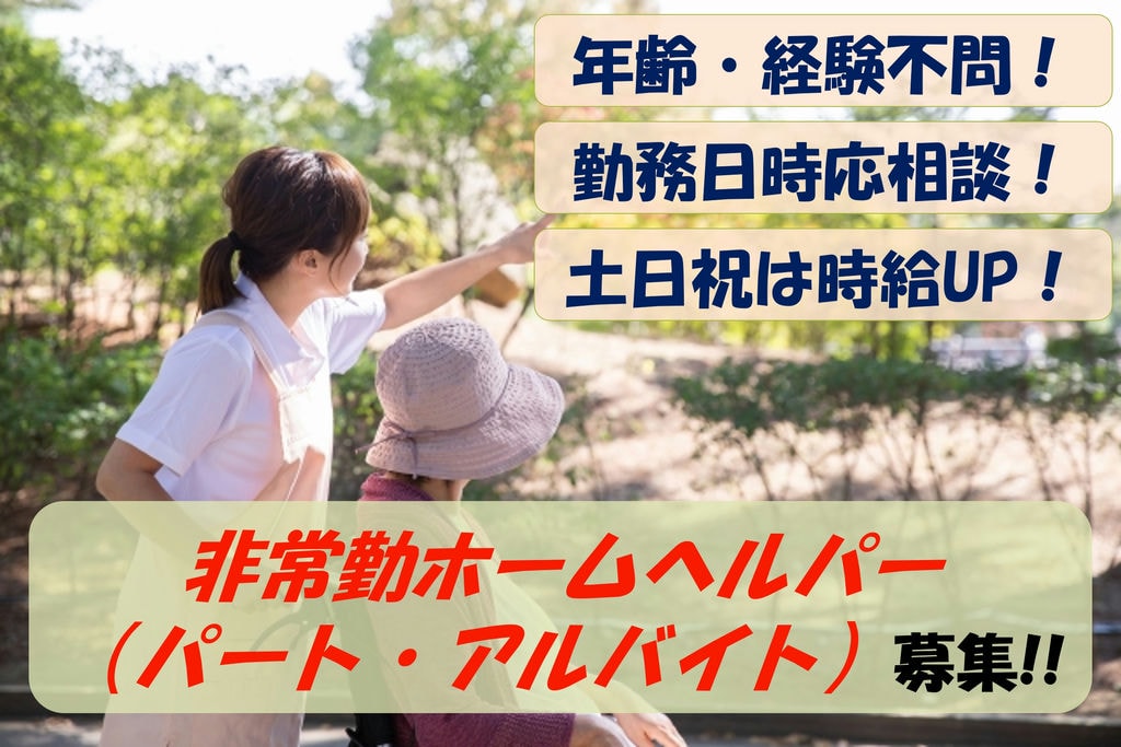 【即面談可能】勤務日時応相談!土日祝は時給UP!非常勤ホームヘルパー募集 イメージ