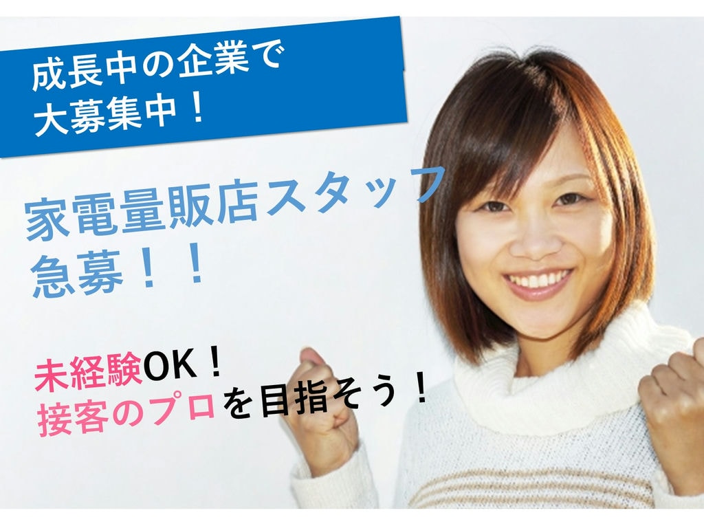 ≪半田市にお住まいの方!≫未経験から販売、接客のプロへ!家電量販店スタッフ急募 イメージ