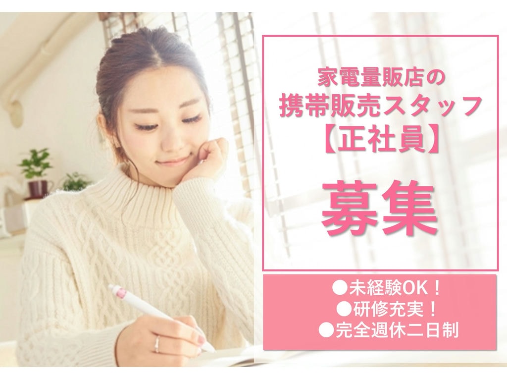 家電量販店での携帯販売スタッフ【即面談可能】未経験OK◎スキルアップ! イメージ