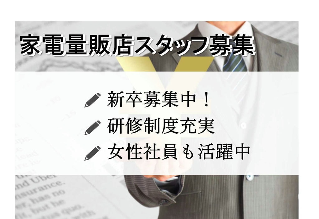 【名古屋市中区】新卒さん歓迎!研修制度充実!家電量販店スタッフ【即面談可能】 イメージ