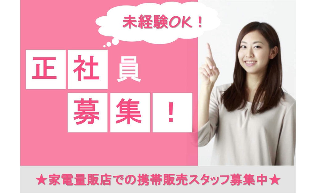 【名古屋市内】異業種からの転職者活躍中★キャリアアップできる職場!家電量販店での携帯販売スタッフ【即面談可】 イメージ