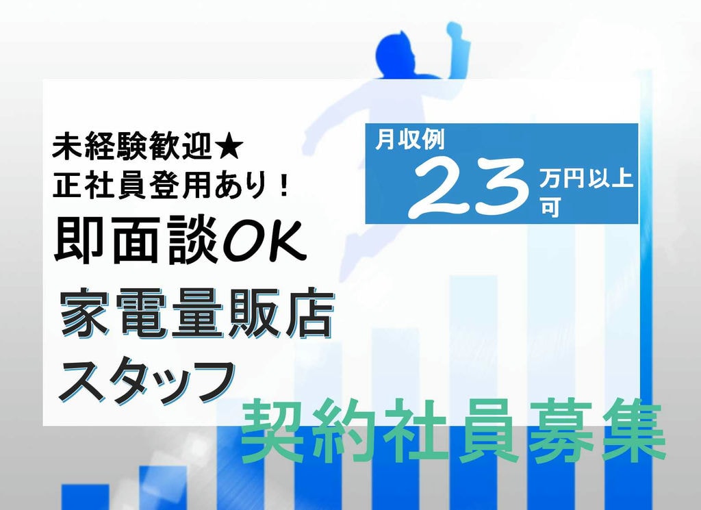【愛知県小牧市】目指せキャリアアップ!賞与昇給ありの家電量販店スタッフ【即面談可能】 イメージ