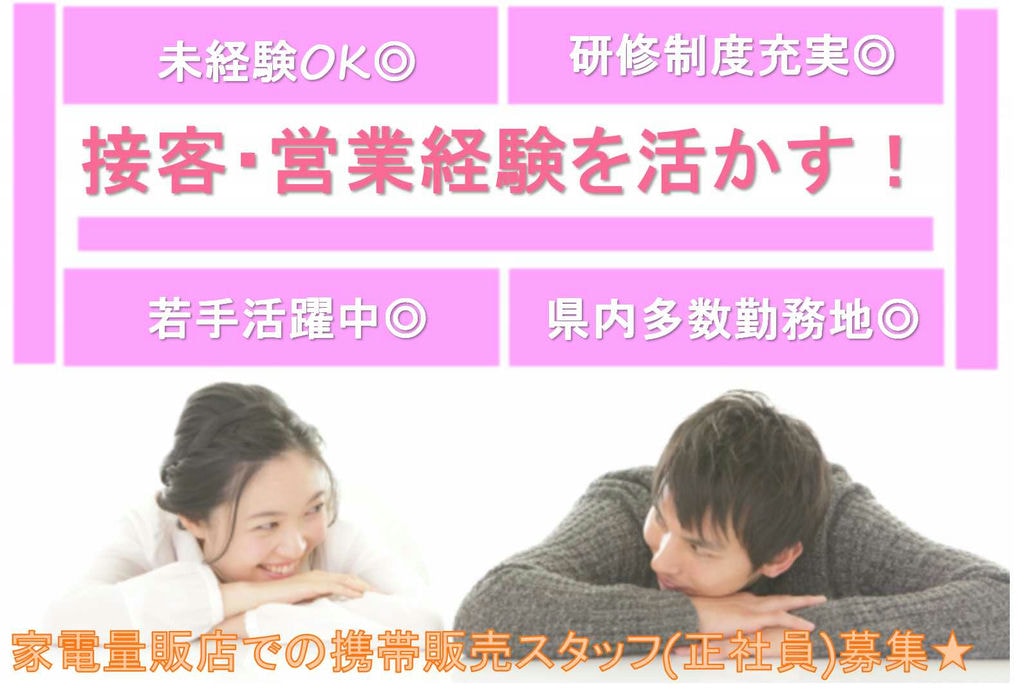 【愛知県】接客や営業経験活かせる★週休2日制!家電量販店での携帯販売スタッフ【即面談可】 イメージ