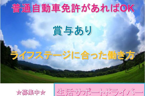 【名古屋市中区】●〇普通自動車免許があればOK●〇賞与あり●〇生活サポートドライバー●〇募集中●〇 イメージ