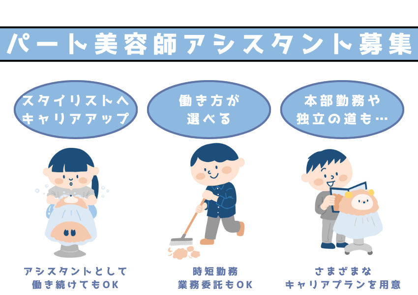 【埼玉県三郷市】キャリアアップOK◎独立、本部勤務も叶う美容師アシスタント｜パート イメージ