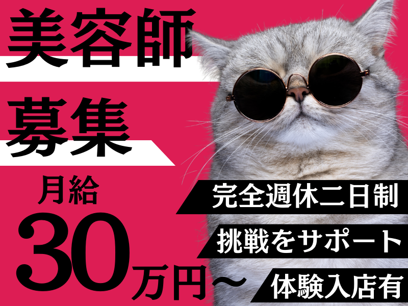 【千葉県流山市南流山】月給30万円～！挑戦を応援する美容師（スタイリスト）｜正社員 イメージ